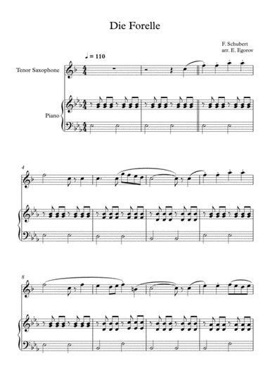 Die Forelle, Franz Schubert, For Tenor Saxophone & Piano (arr. Eugene Egorov)