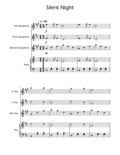 Silent Night - Sax Trio w/ Piano (arr. Ygor Nunes)