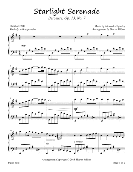 Starlight Serenade (Berceuse) (arr. Sharon Wilson)