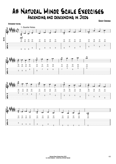 A# Natural Minor Scale Exercises - Ascending and Descending in 3rds