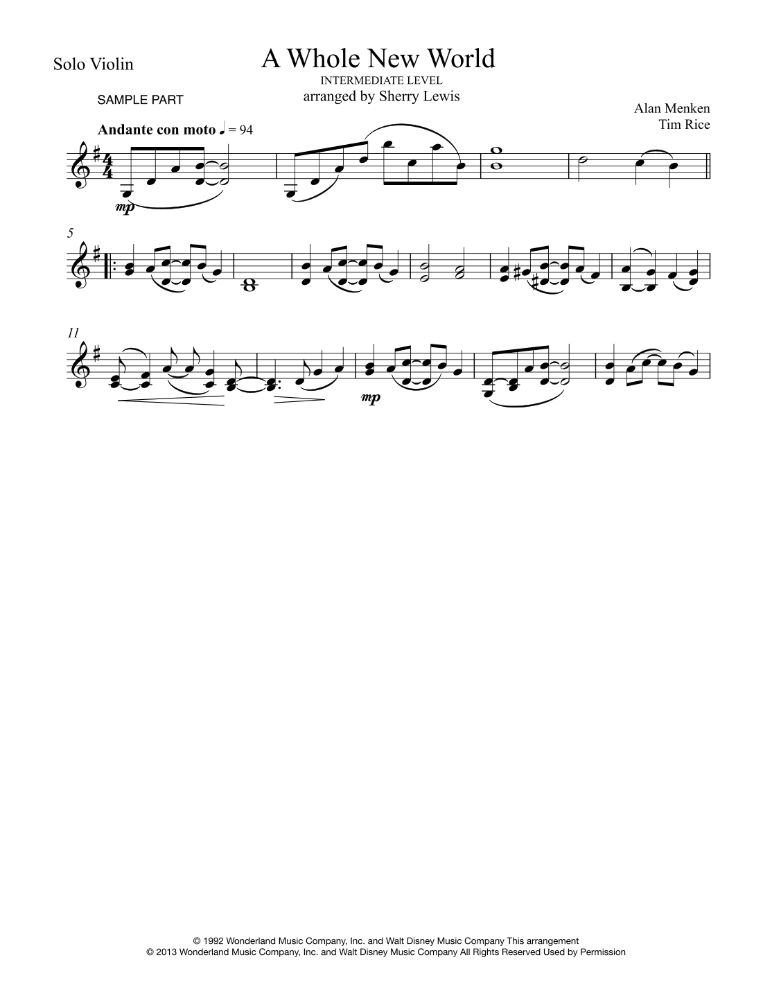 A Whole New World (arr. Sherry Lewis)