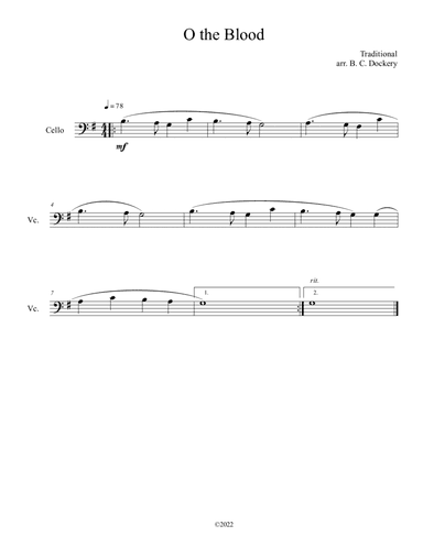 O the Blood (Cello Solo) (arr. B. C. Dockery)