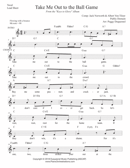 Take Me Out to the Ball Game_Vocal (C - Db) (arr. Duquesnel Music Publishing)