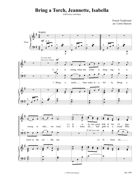 Bring a Torch, Jeannette, Isabella (SAB) (arr. Curtis Hanson)
