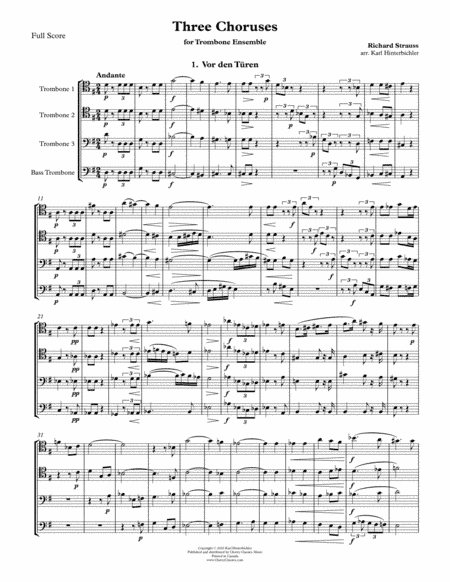 Three Choruses for Trombone Ensemble (arr. Karl Hinterbichler)