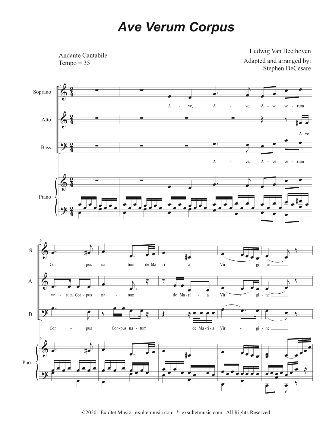 Ave Verum Corpus (Vocal Trio - (SAB) (arr. Stephen DeCesare)