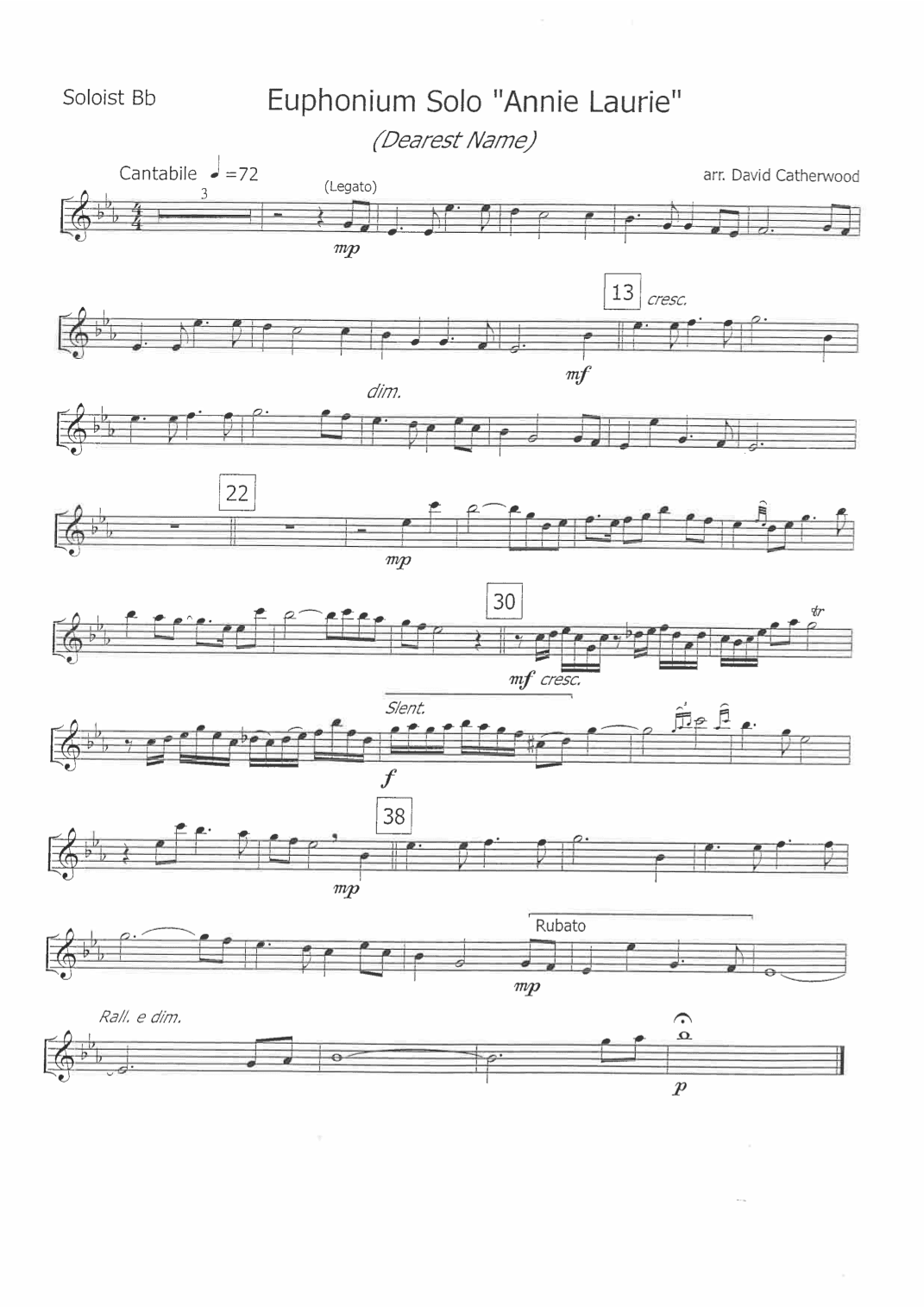 Euphonium solo - Annie Laurie (Dearest Name) with Piano accompaniment (arr. David Catherwood)