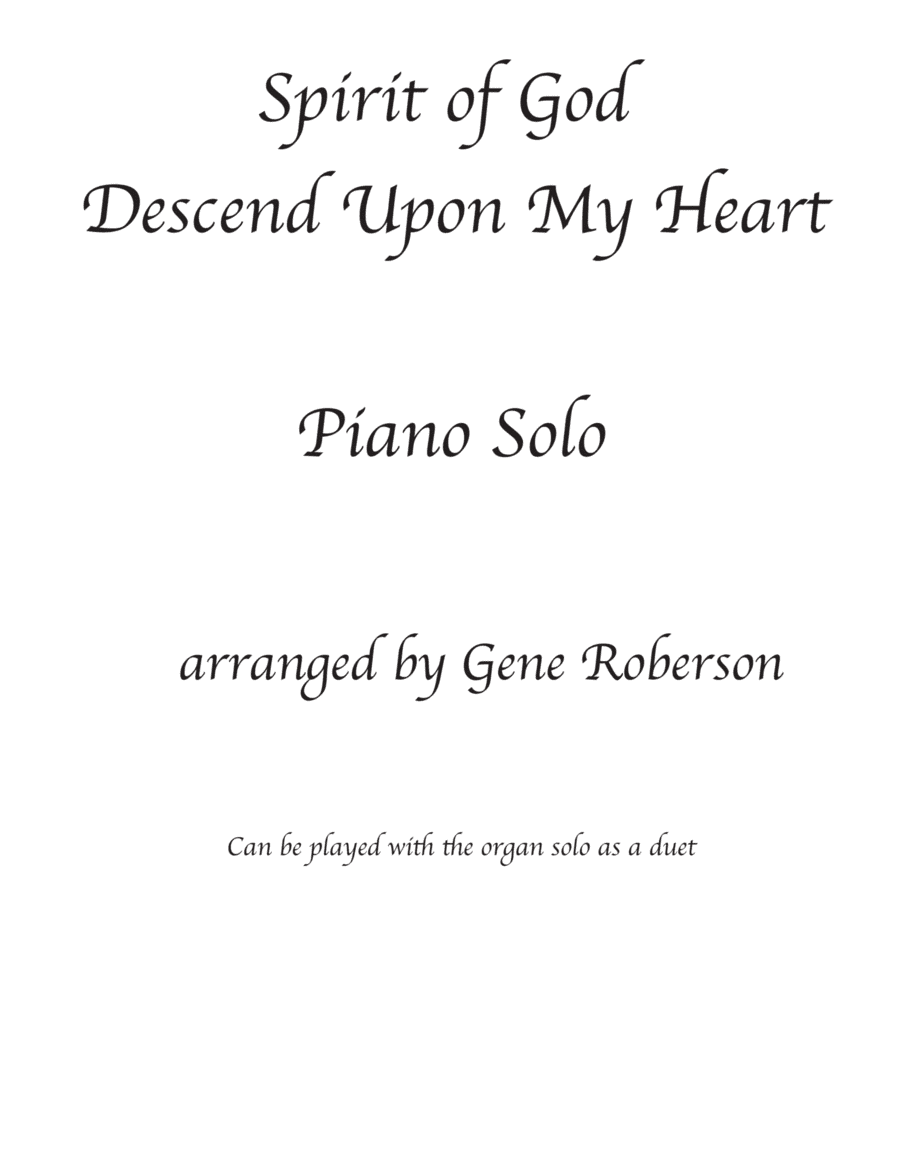 Spirit of God Descend Upon My Heart Piano Solo 21 (arr. Gene Roberson)