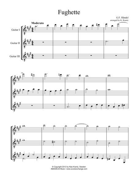Fughette by Handel for guitar trio (arr. K. Krantz)