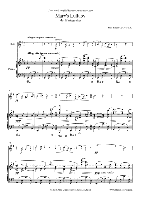 Mary's Lullaby, or Maria Wiegenlied - Flute and Piano (arr. Anne L Christopherson GRSM ARCM)