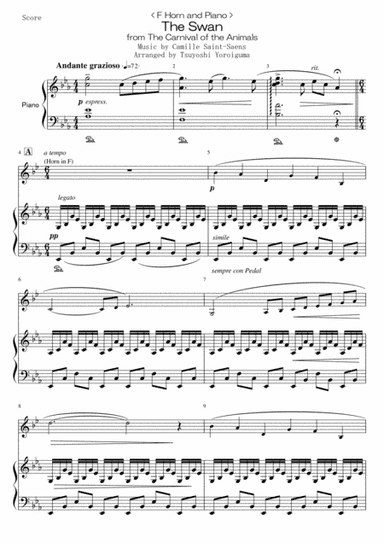 The Swan from The Carnival of the Animals (arr. Tsuyoshi Yoroiguma)