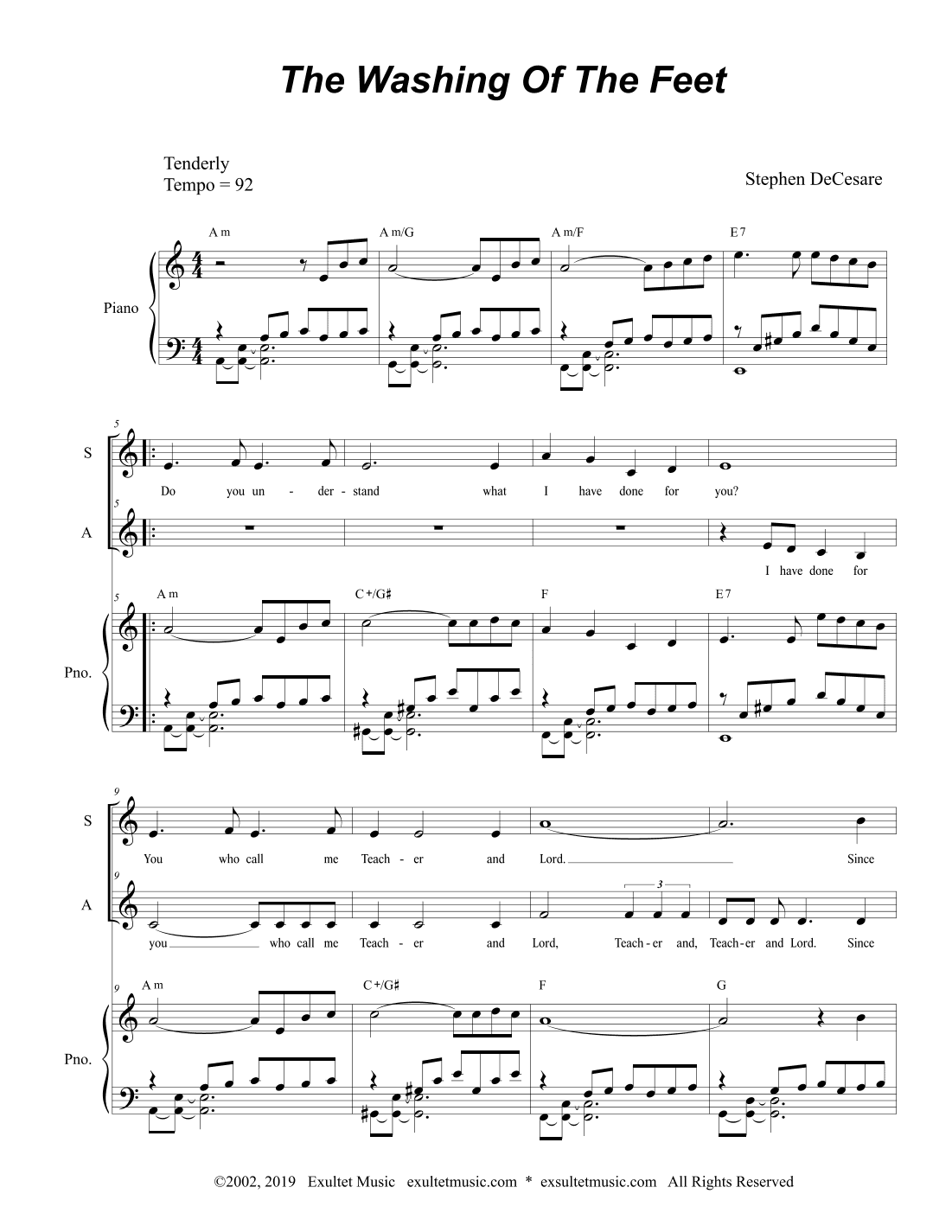 The Washing Of The Feet (Duet for Soprano and Alto Solo)