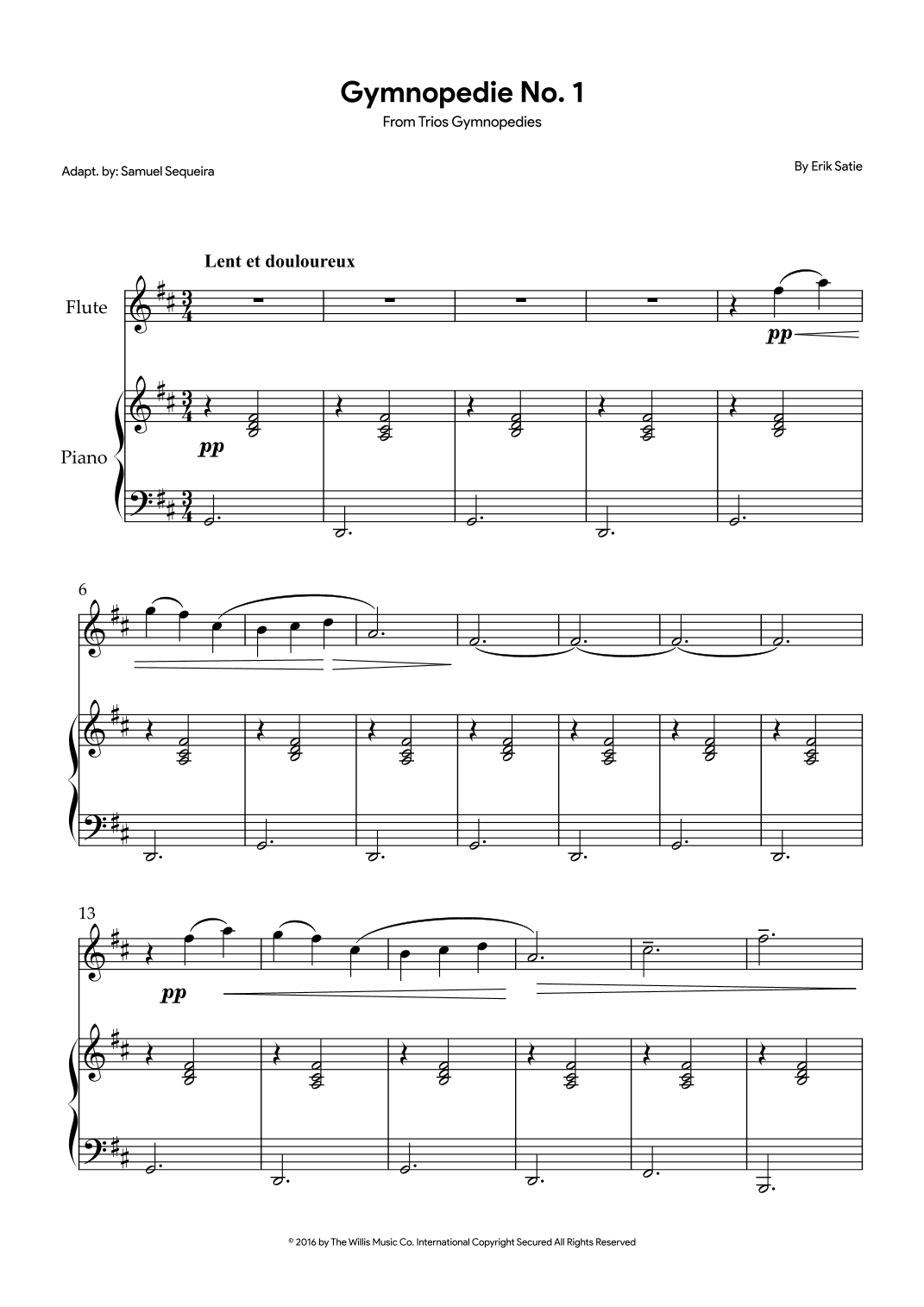 Gymnopedie No. 1 (arr. Samuel Sequeira)