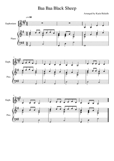 Baa Baa Black Sheep - Euphonium Solo (arr. Kacie J. Rickells)