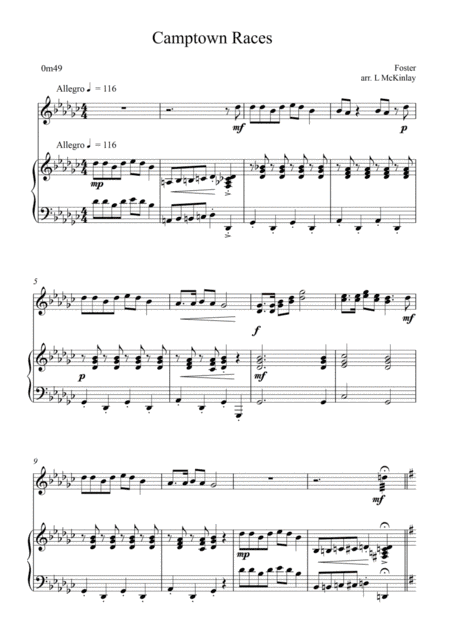 Camptown Races (for Tuned Percussion and Piano accompaniment) (arr. L McKinlay)
