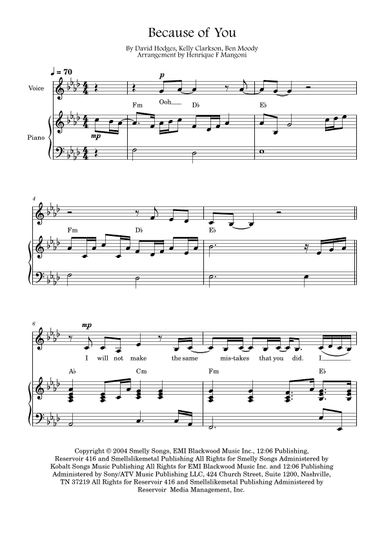 Because Of You (arr. Henrique F Mangoni)