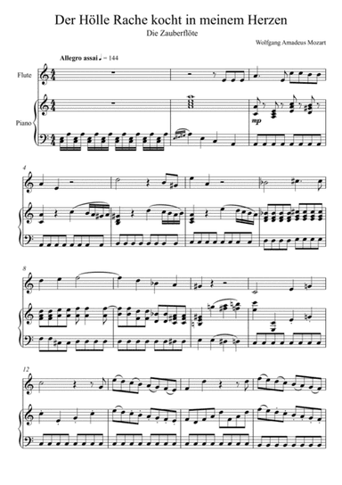 W.A Mozart - Der Hölle Rache kocht in meinem Herzen (Die Zauberflöte) Flute Solo (arr. André Laitano)