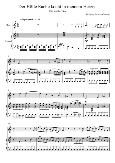 W.A Mozart - Der Hölle Rache kocht in meinem Herzen (Die Zauberflöte) Flute Solo (arr. André Laitano)
