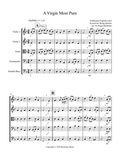 A Virgin Most Pure (F) (String Quintet - 2 Violins, 1 Viola, 1 Cello, 1 Bass) (arr. Regis Bookshar)