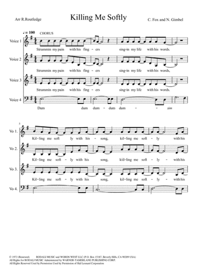 Killing Me Softly With His Song (arr. R.Routledge)