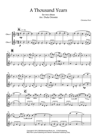 A Thousand Years (arr. Duda Oriontte)