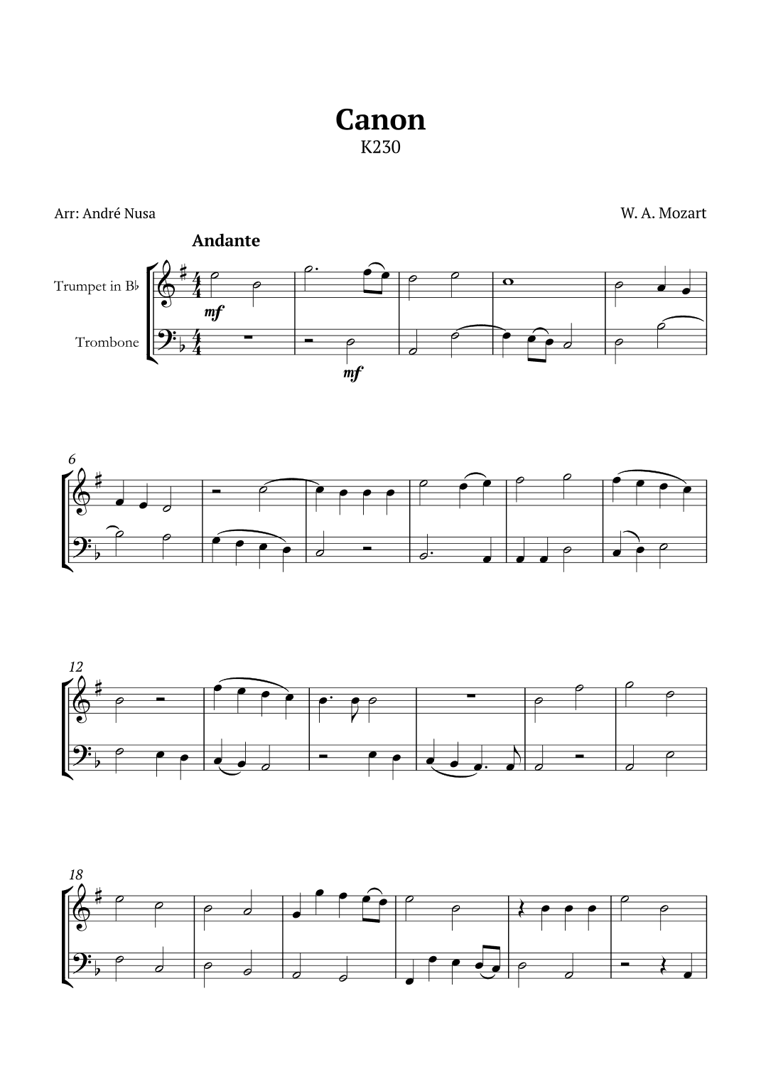 Canon K230 (arr. André Nusa)