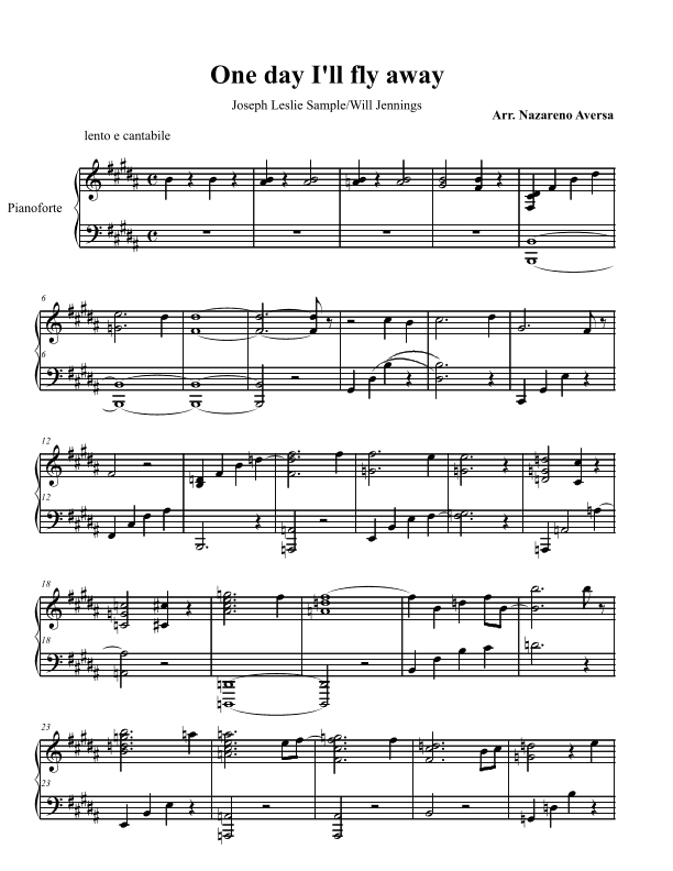 One Day I'll Fly Away (arr. Nazareno Aversa)