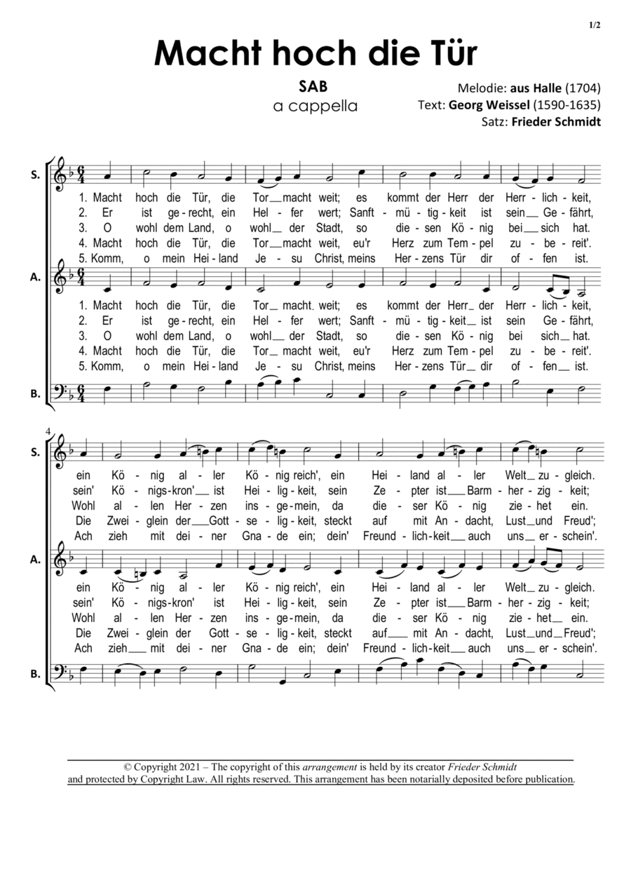 Macht hoch die Tür (arr. Frieder Schmidt)