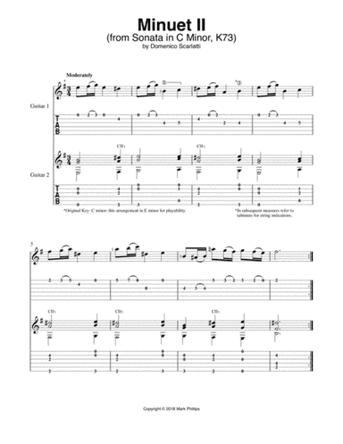 Minuet II (from Sonata in C Minor, K73) (arr. Mark Phillips)