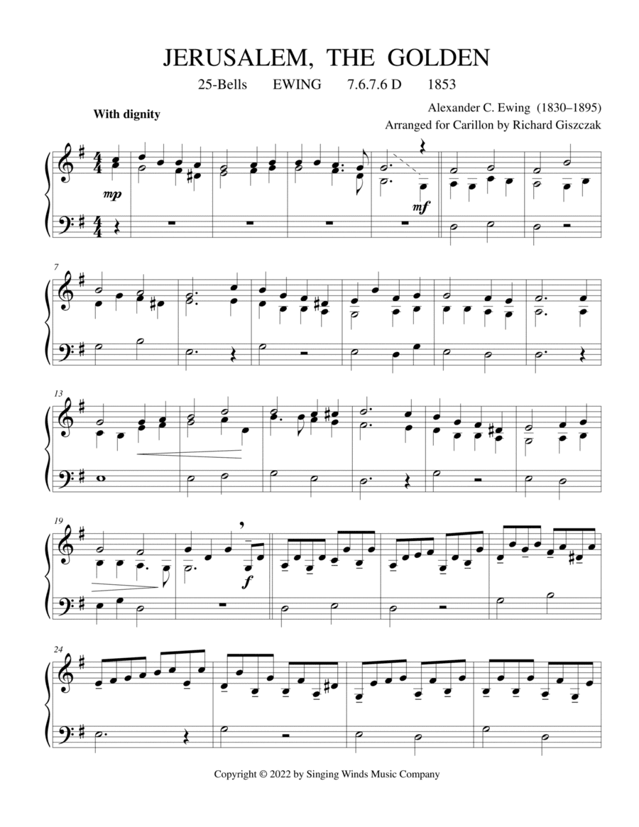 25B. Jerusalem, the Golden (EWING) (arr. Richard Giszczak)