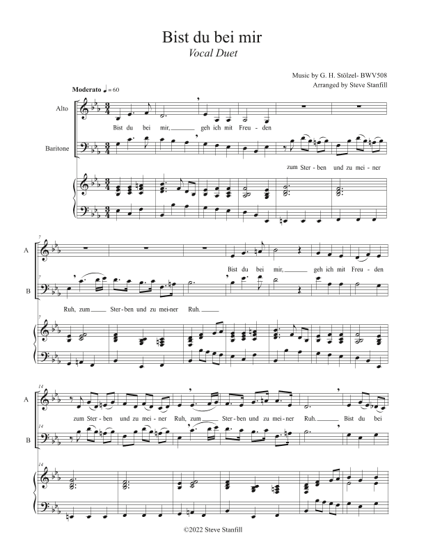 Bist du bei mir (arr. Steve Stanfill)