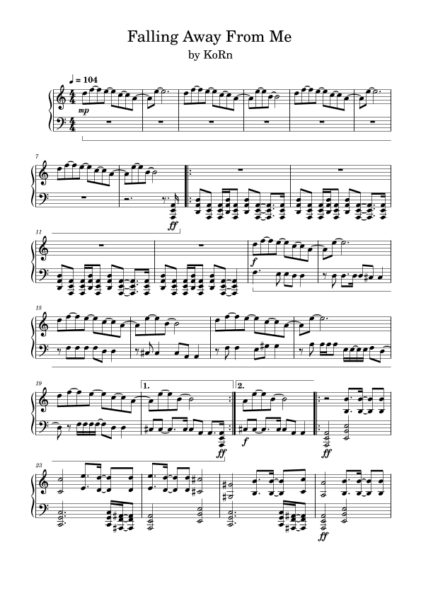 Falling Away From Me (arr. Anya Alston)