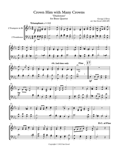 Crown Him with Many Crowns (Diademata) for Brass Quartet (arr. Ian Good)