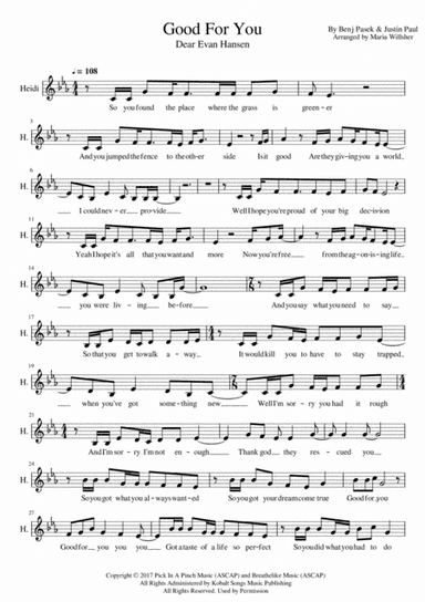 Good For You (arr. Maria Willsher)