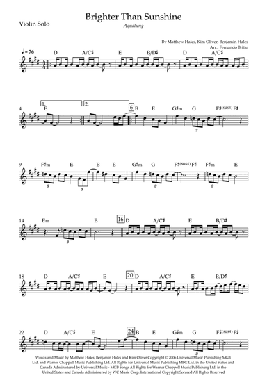 Brighter Than Sunshine (arr. Fernando Britto)