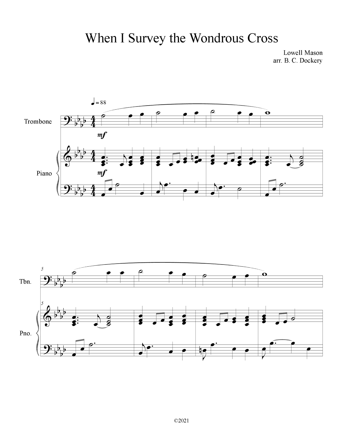 When I Survey the Wondrous Cross (Trombone Solo with Piano Accompaniment) (arr. B. C. Dockery)