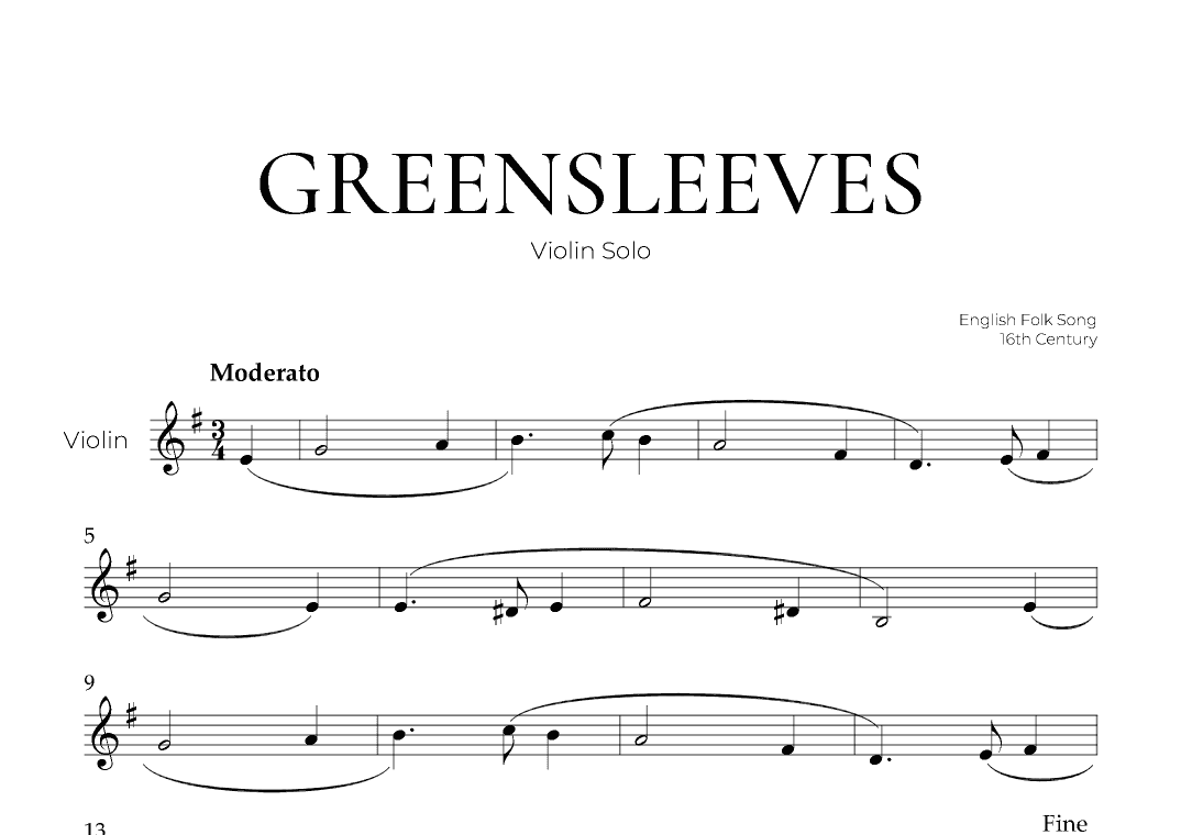 Greensleeves (Violin Solo) - English Folk Song (arr. Pedro Merendi)