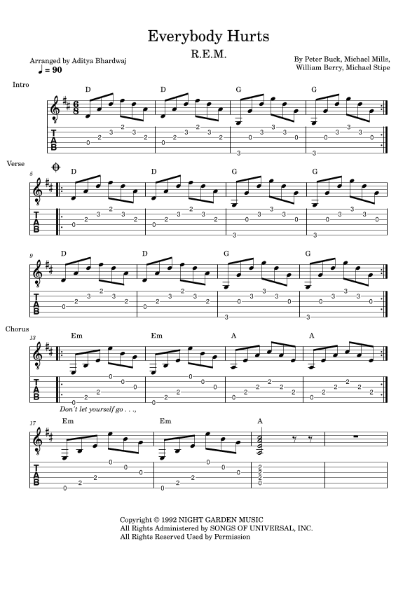 Everybody Hurts (arr. Aditya Bhardwaj)
