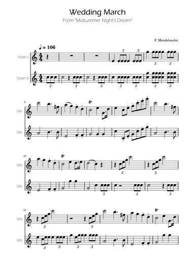 Wedding March - Violin Duet F.Mendelssohn (arr. Ygor Nunes)