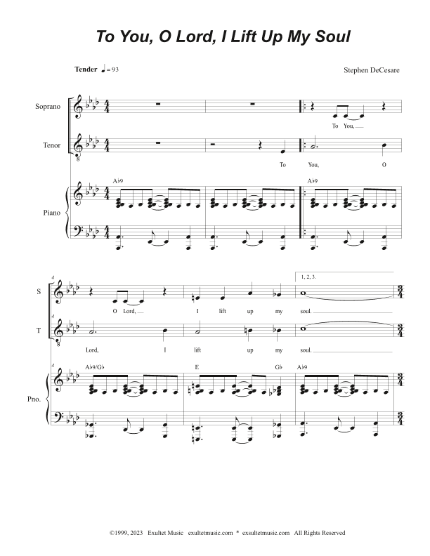 To You, O Lord, I Lift Up My Soul (2-part choir - (Soprano and Tenor)
