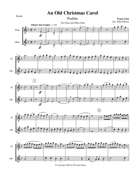 Franz Liszt "Christmas Tree Suite" for Flute and Oboe Duet (arr. John Gibson)