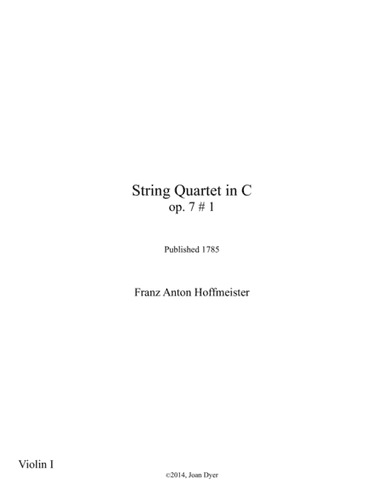 String Quartet in C major, Op.7 No. 1, first violin (arr. Joan Dyer)