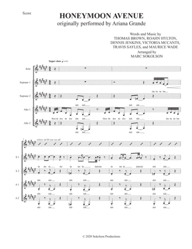 Honeymoon Avenue (arr. Marc Sokolson)