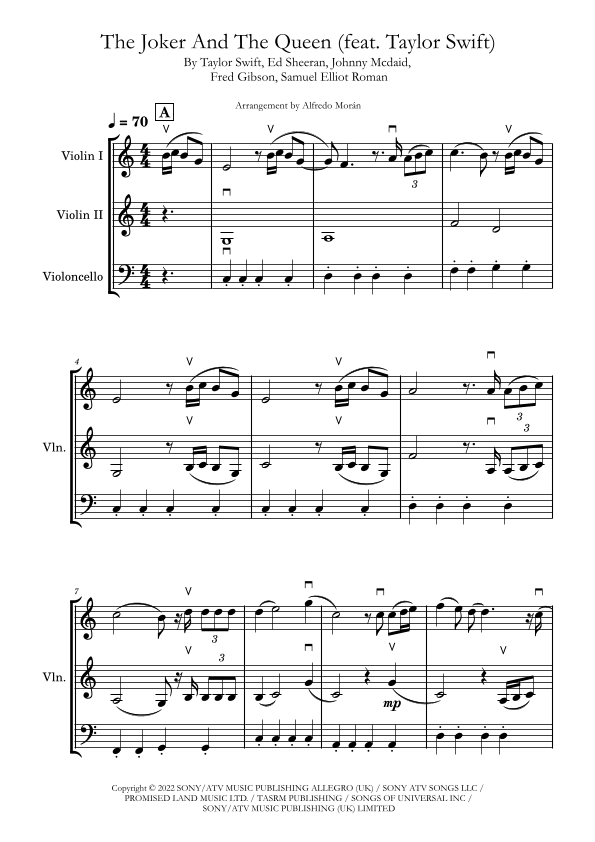 The Joker And The Queen (feat. Taylor Swift) (arr. Alfredo Morán)