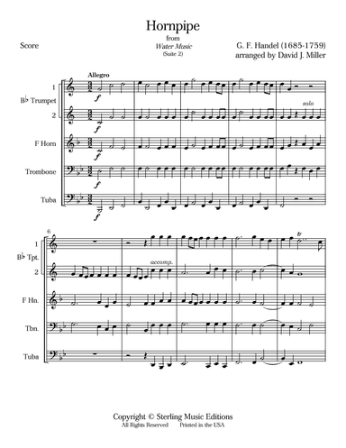 Alla Hornpipe from Water Music Suite No. 2 (arr. David J. Miller)