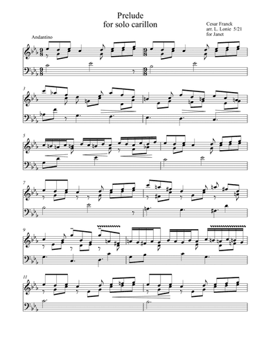 Prelude from Prelude, Fugue et Variation, Op 18 for Carillon (C min) (arr. Lisa Lonie)