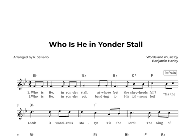 Who Is He in Yonder Stall (Key of B-Flat Major) (arr. R. Salvario)
