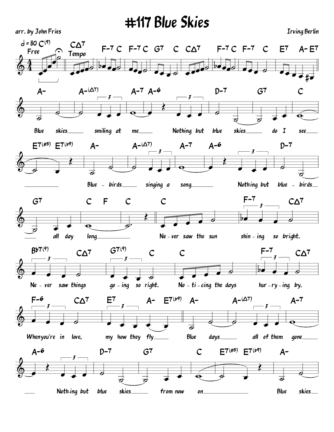 Blue Skies (arr. John Fries)