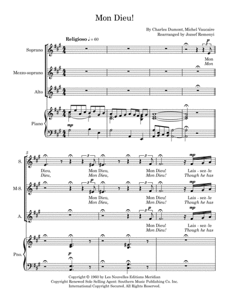 Mon Dieu! (arr. Jozsef Remenyi)