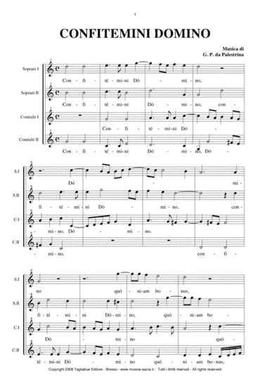 CONFITEMINI DOMINO - Mottetto for SSAA (or TTBB) Choir